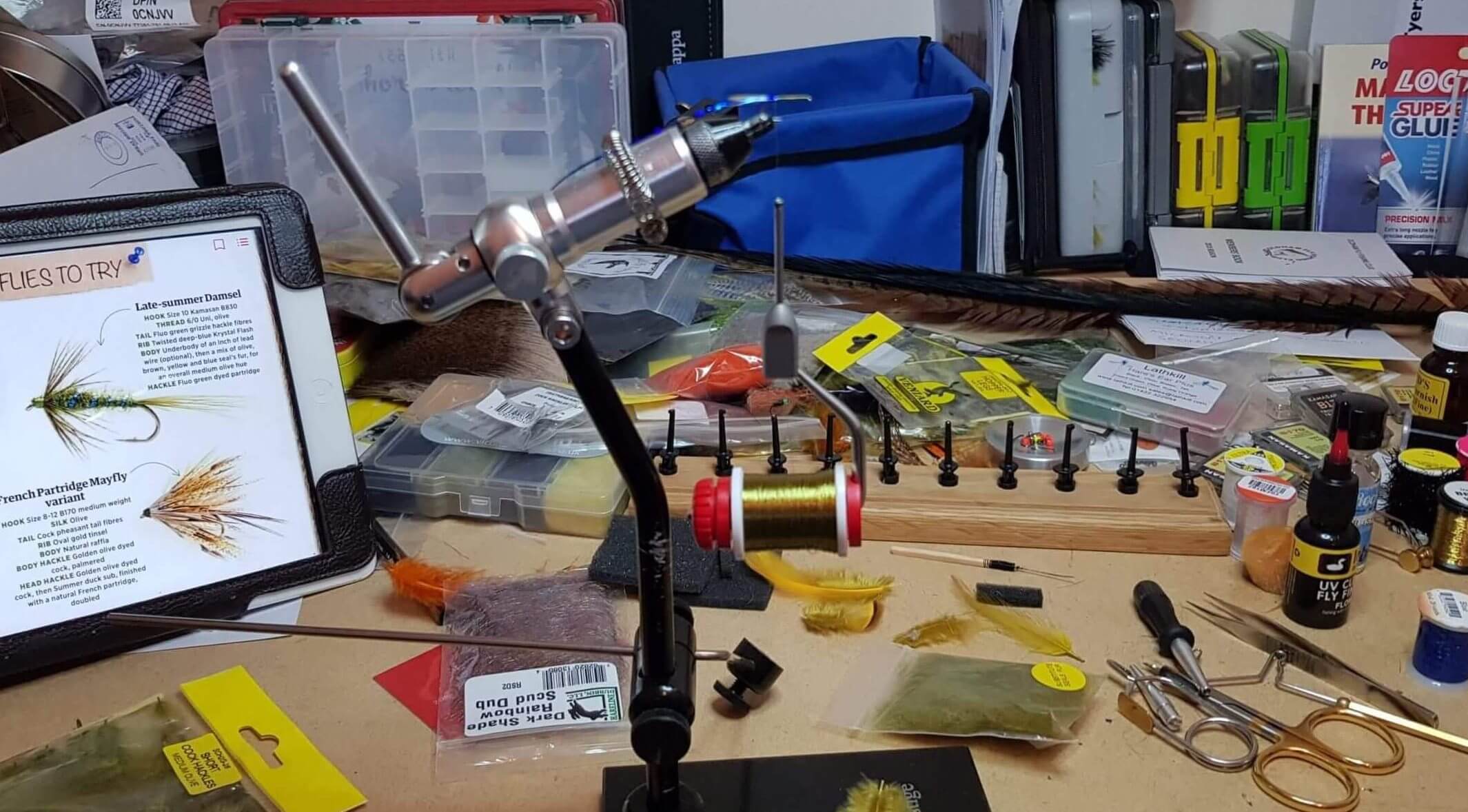 Fly tying desk needs tidying!